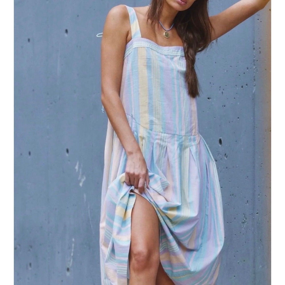 70. NWOT Free People Primavera Stripe Cotton Midi Dress